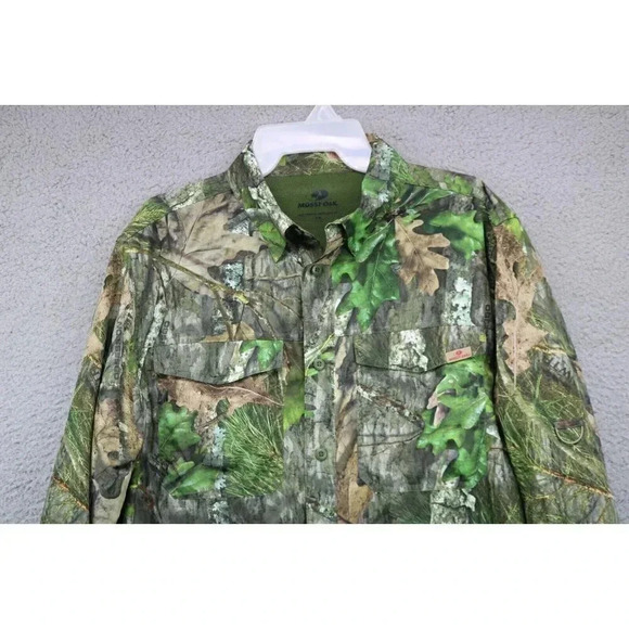 Mossy Oak Tabbed Sleeves Men's Dressy Button Up Silky Camo Shirt-Size Medium - Picture 2 of 10